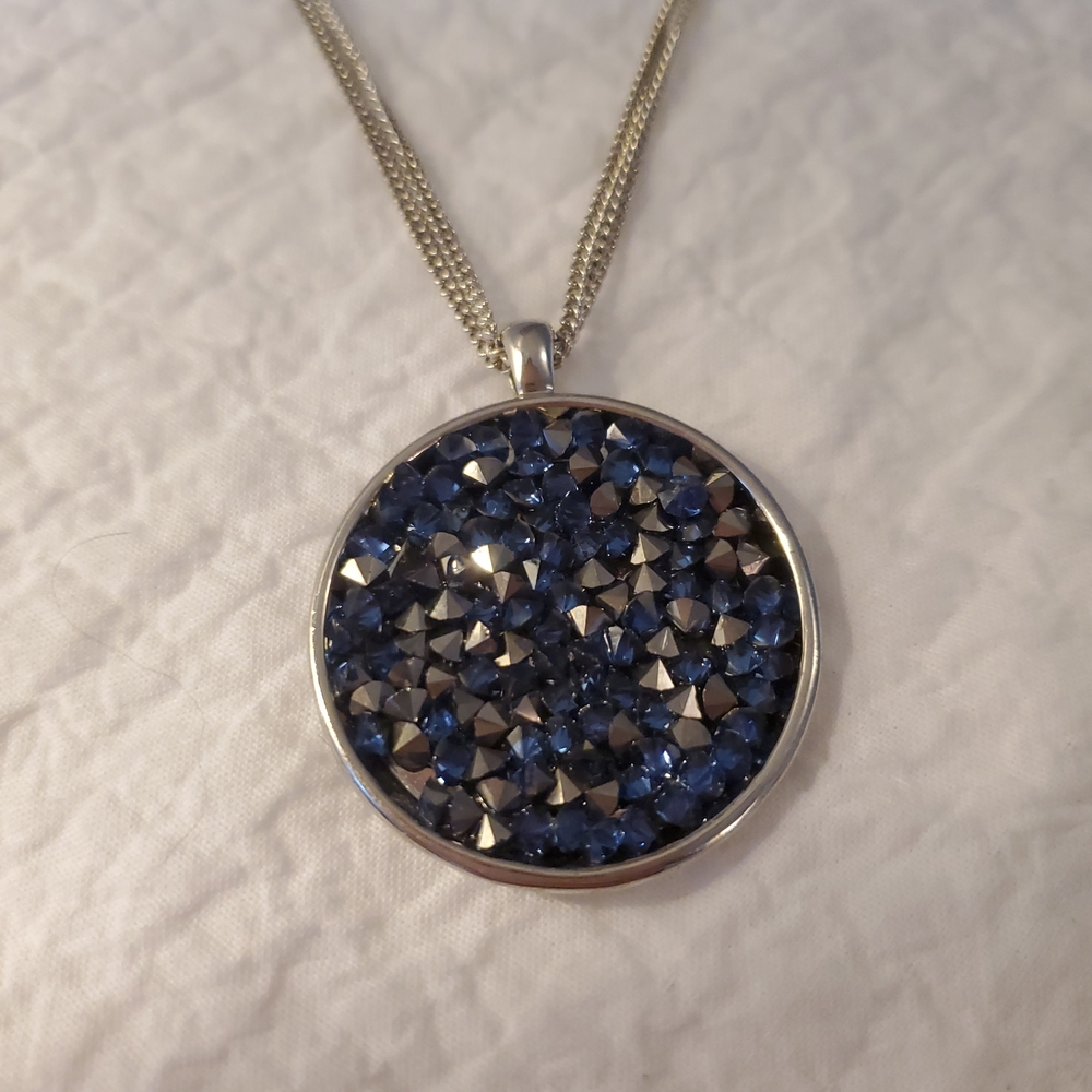 Kenneth Cole Blue and Silver Statement Pendant Necklace